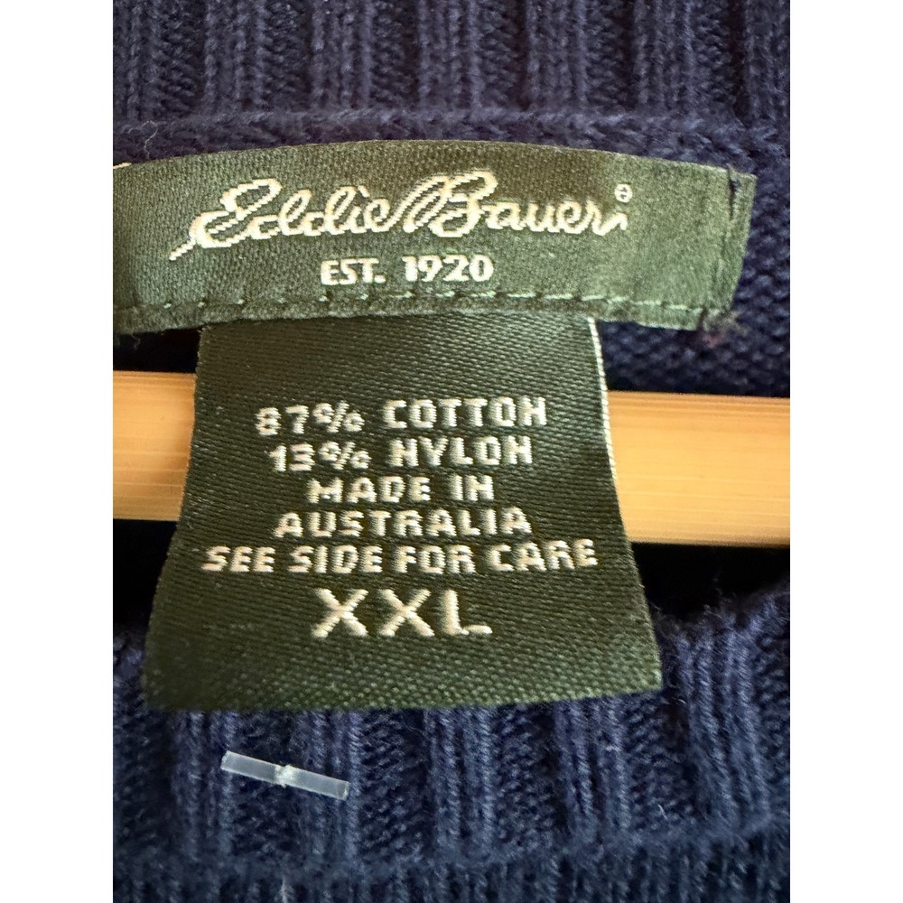 Eddie Bauer Navy Blue Cotton Blend Crewneck Sweater Men XXL Long Sleeve Pullover - Picture 2 of 3